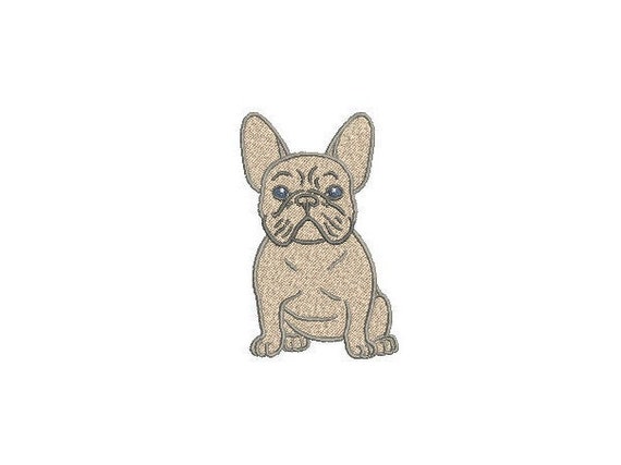 French Bulldog Machine Embroidery File design - 4x4 inch hoop - Blue Fawn Frenchie Embroidery