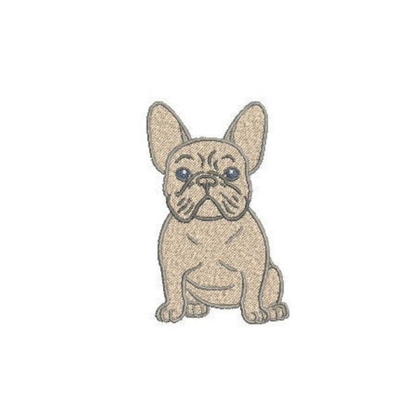 French Bulldog Machine Embroidery File design - 4x4 inch hoop - Blue Fawn Frenchie Embroidery