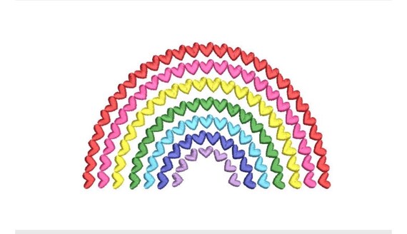 Heart Rainbow Machine Embroidery File design - 8x8 inch hoop - Instant Download