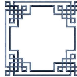 Greek Key Detailed Square Monogram Frame -  Machine Embroidery File design -  5x7 hoop - Square Border Frame