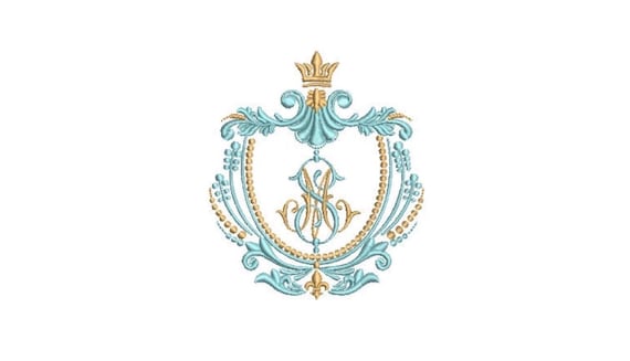 Crown Crest embroidery - Machine Embroidery File design - 4 x 4 inch hoop - instant download - Monogram Frame
