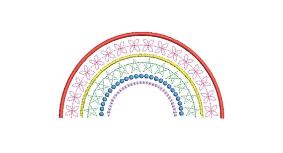Fancy Rainbow Machine Embroidery File design - 8x8 inch hoop - Instant Download - Chainstitch Embroidery