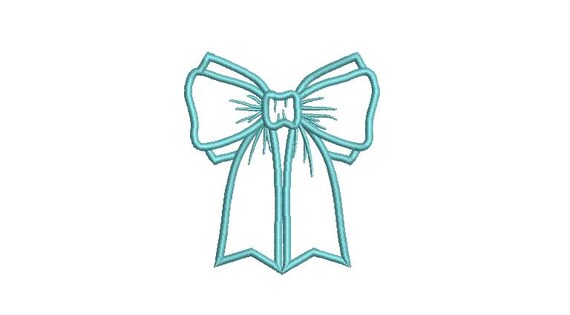 Turquoise Bow Applique Machine Embroidery File design 4x4 hoop - Ribbon Bow Applique Download