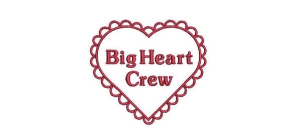Big Heart Crew Design - Machine Embroidery File design -  4x4 inch hoop - Instant Download Embroidery File