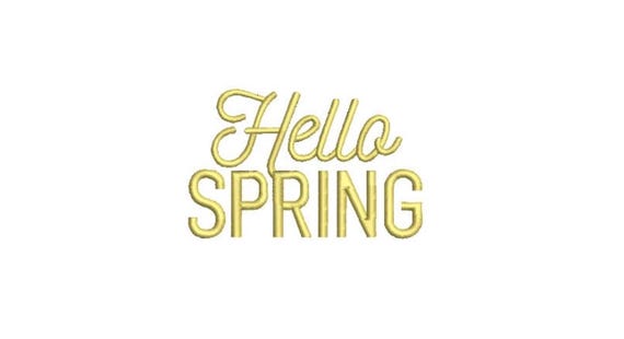 Hello Spring - Urban Modern - Machine Embroidery File design - 4x4 inch hoop - Quote Embroidery Design
