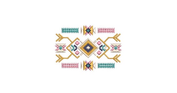 Aztec Print - Machine Embroidery File design - 4x4 inch hoop - Monogram Frame - Boho Embroidery Design