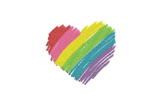 Rainbow Scribble Heart Machine Embroidery File design 4 x 4 inch hoop - Rainbow Embroidery File Download