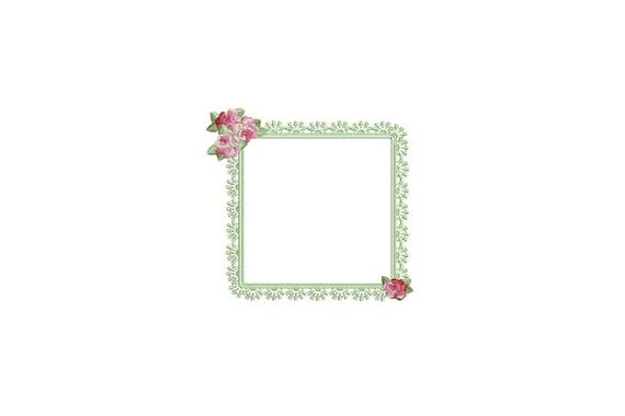 Rose Lace Frame Machine Embroidery File design 4x4 inch hoop - Monogram Frame