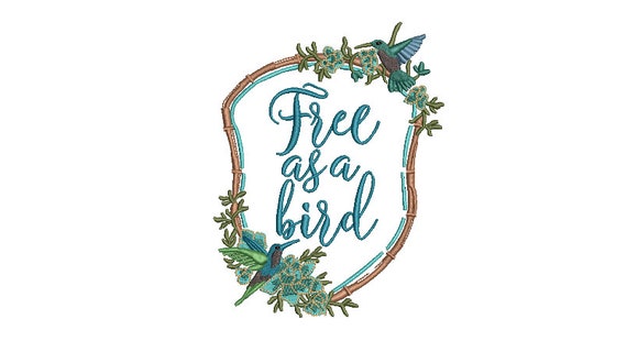 Free As A Bird Crest - Machine Embroidery File design - 5x7 inch hoop - Monogram Frame - Embroidery