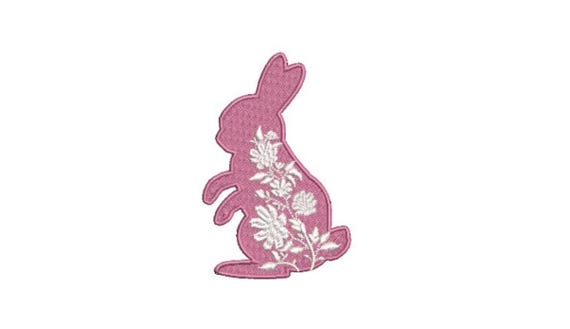 Floral Bunny Two Machine Embroidery Design - Embroidery File design - 4x4 inch hoop - 10cm x 10cm hoop