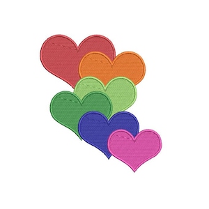 Rainbow Hearts embroidery design -  Machine Embroidery File design 4 x 4 inch hoop - Instant download