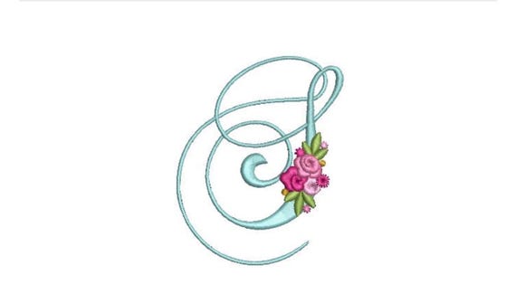 Pretty Rose Script LETTER S  Machine Embroidery File design - 5 x 7 inch hoop - Monogram design