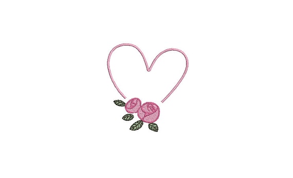 Heart Roses  - Machine Embroidery File design 3 x 3 inch hoop - instant download - Monogram frame