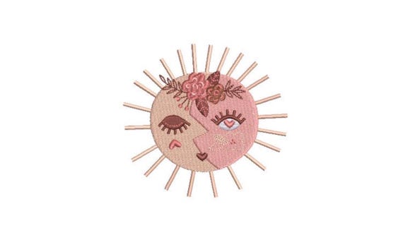Celestial Sun Moon - Machine Embroidery File design - 4x4 inch hoop - instant download