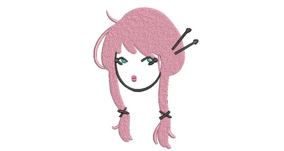 Harajuku Girl - Machine Embroidery File design - 5x7 inch hoop - Instant download - Kawaii Design