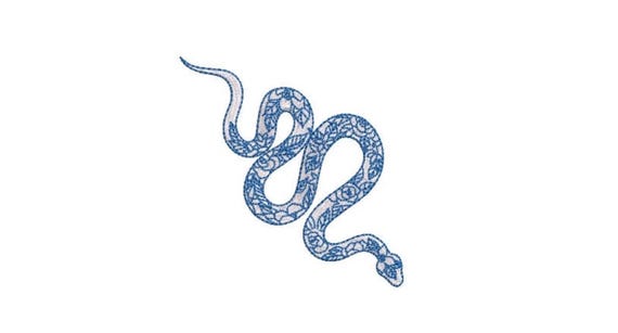 Blue And White Snake Machine Embroidery File design - 4 x 4 inch hoop - instant download - Chinoiserie Snake Design