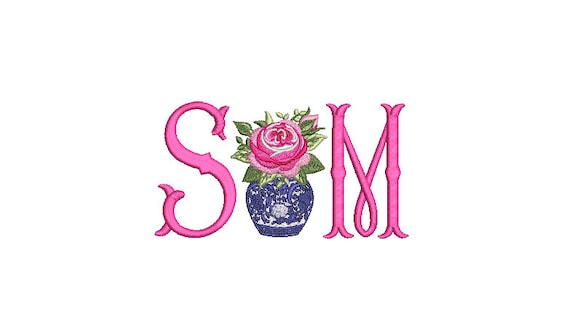 Mini Rose Ginger Jar - Chinoiserie Chic Jar  - 7cm - Filled Machine Embroidery File design - 4x4 hoop - monogram centrepiece embroidery
