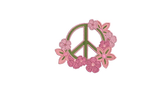Peace Flower Embroidery - Machine Embroidery - Peace Flower Wreath File design 4x4 inch hoop instant download