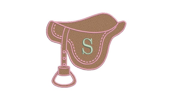 Horse Saddle Machine Embroidery File design - 4x4 inch or 10x10cm hoop - Digital Download - Monogram