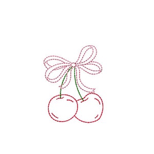 Cherry Bow Embroidery File Download - Machine Embroidery Designs - Coquette Embroidery - 3 inch mini design