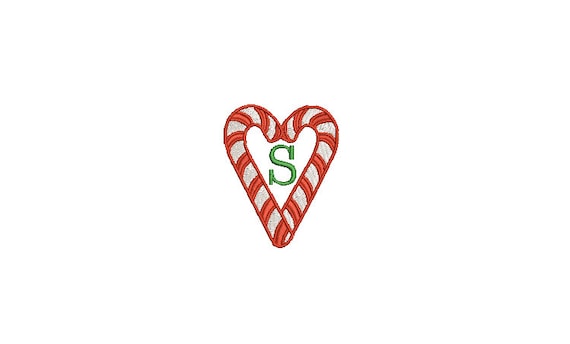 Candy Cane Heart Embroidery Design - Mini 5cm Embroidery File design - 4x4 hoop - Christmas Embroidery File