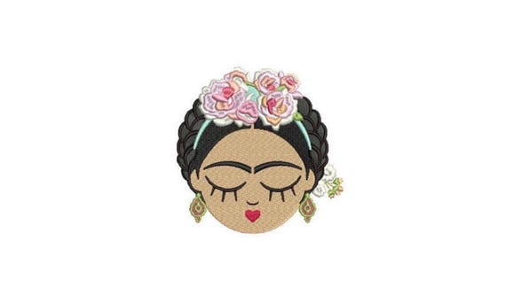 Mexican Girl Face - Machine Embroidery File design - 5x7 hoop - Embroidery Patch Embroidery