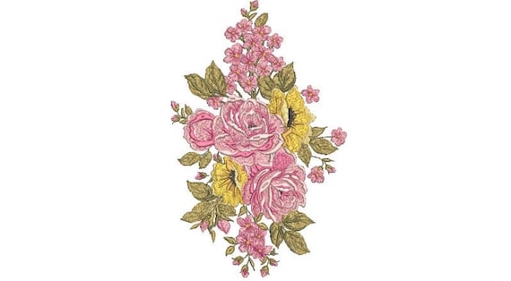 Floral Arrangement Embroidery -  Rose Machine Embroidery File design - 8x12 inch hoop - instant download - Jumbo hoop