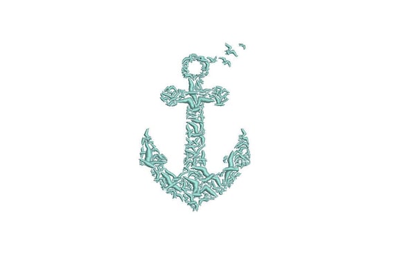 Seagull Anchor Machine Embroidery File design 4x4 inch hoop - Monogram