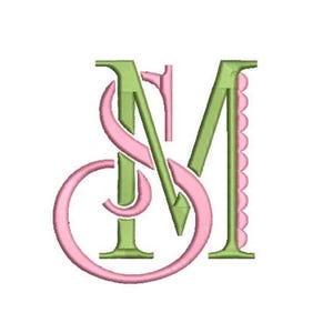 Ausgefallenes S M Monogramm - Maschinenstickerei Design - Rahmen im 10 x 11 cm Rahmen - Monogramm Design - NUR SM.Keine anderen Kombinationen verfügbar.