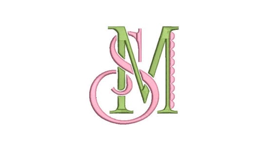 Fancy S M Monogram -  Machine Embroidery File design - 4x4 inch hoop -  Monogram Design - SM ONLY .No other combinations available.