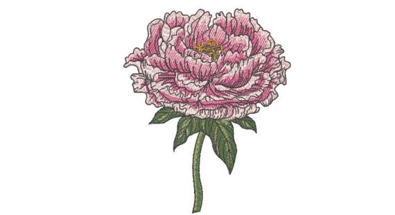 Chinese Peony Machine Embroidery File design 5 x 7 inch hoop - Peony Flower Design - Digital Download