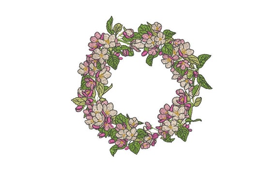 Blossom Flower Wreath Machine Embroidery File design 5x7 inch hoop