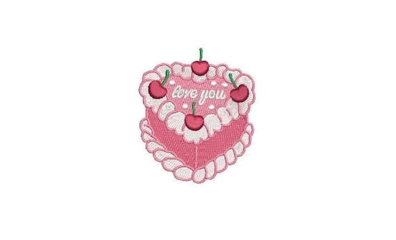 Heart Shape Cake Machine Embroidery File design - 3x3 inch hoop - Love You Embroidery Download 3 inches
