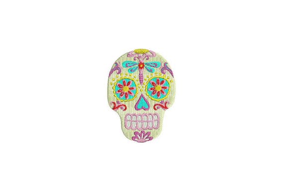 Boho Gypsy Mexican Sugar Skull Bohemian Machine Embroidery File design 4x4 inch hoop