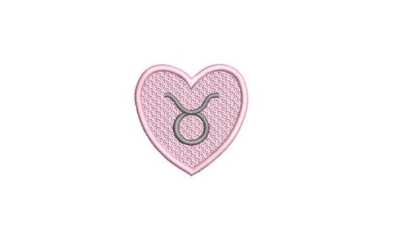 Taurus Heart Patch Zodiac Embroidery Design -  Machine Embroidery File designs - 4x4 inch hoop - instant download - Star Signs Embroidery