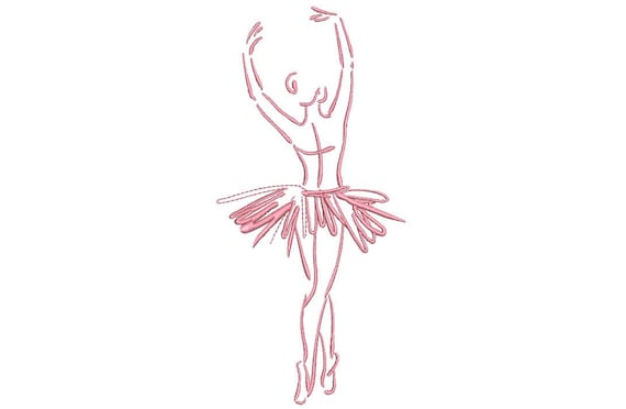 Ballerina Ballet Dancer Sketch Machine Embroidery File design 5x7 hoop - one colour