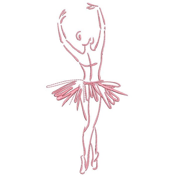 Ballerina Ballet Dancer Sketch Machine Embroidery File design 5x7 hoop - one colour