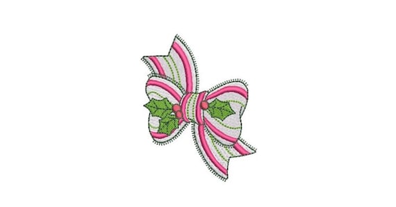 Holly Bow Embroidery Design - Christmas Machine Embroidery File - design 4x4 inch hoop - Xmas Embroidery Design