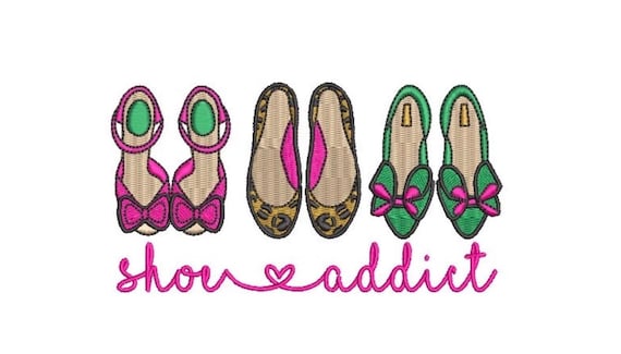 Shoe Addict Machine Embroidery File design - 5x7 hoop - instant download - embroidered shoes