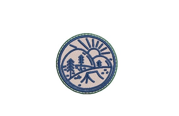 Camping Patch Embroidery Design - Hiking Embroidery Design -  Machine Embroidery File design 3 x3 inch hoop