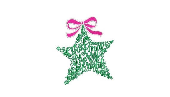 Christmas Star Machine Embroidery File design - 4x4 inch hoop - Xmas Embroidery Design