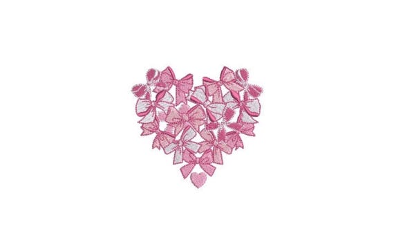 Heart Bows Embroidery Design -  Machine Embroidery File design - 4 x 4 inch hoop - Instant Download