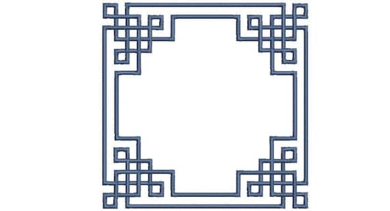 Greek Key Detailed Square Monogram Frame -  Machine Embroidery File design -  5x7 hoop - Square Border Frame
