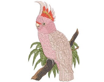 Australian Cockatoo Pink Bird - Machine Embroidery File design - 5x7 hoop - Fauna Embroidery Design