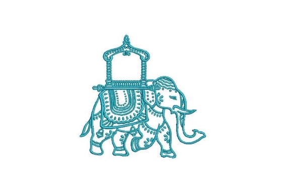 Chinoiserie Chic - Monogram Elephant 1 -Machine Embroidery File design  - 4x4 inch hoop - instant download