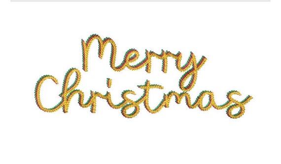 Chainstitch Merry Christmas Embroidery - Machine Embroidery File - design 8x8 inch hoop - Xmas Embroidery File - Triple Chain Stitch