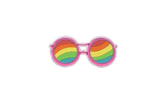 Rainbow Sunglasses Machine Embroidery File design 4 x 4 inch hoop - Rainbow Glasses Digital Download