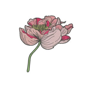 牡丹の花の茎の機械刺繍ファイルデザイン 5 x 7 インチのフープ
