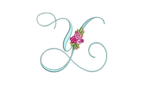 Pretty Rose Script LETTER Y  Machine Embroidery File design - 5 x 7 inch hoop - Monogram design