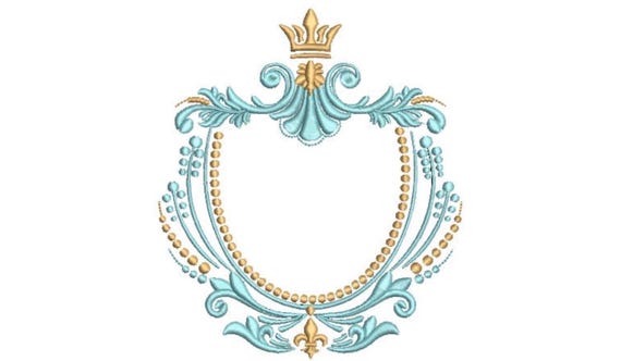 Crown Crest Frame - Machine Embroidery File design - 5x7 inch hoop - Monogram Frame